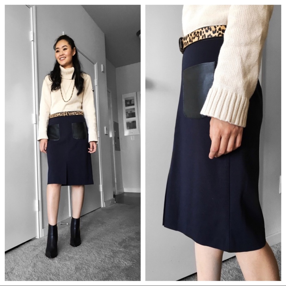 Ann Taylor Leather Trim Pencil Skirt - EUC!!